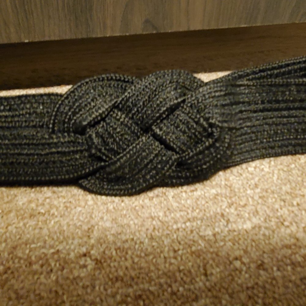Vintage woven belt olefin black velcro 80s belt - Picture 3 of 4